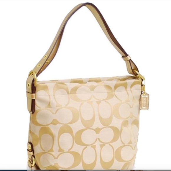 NEW Coach F15067 Soho Signature Duffle Shoulder Bag Tan/ Gold - Picture 10 of 17